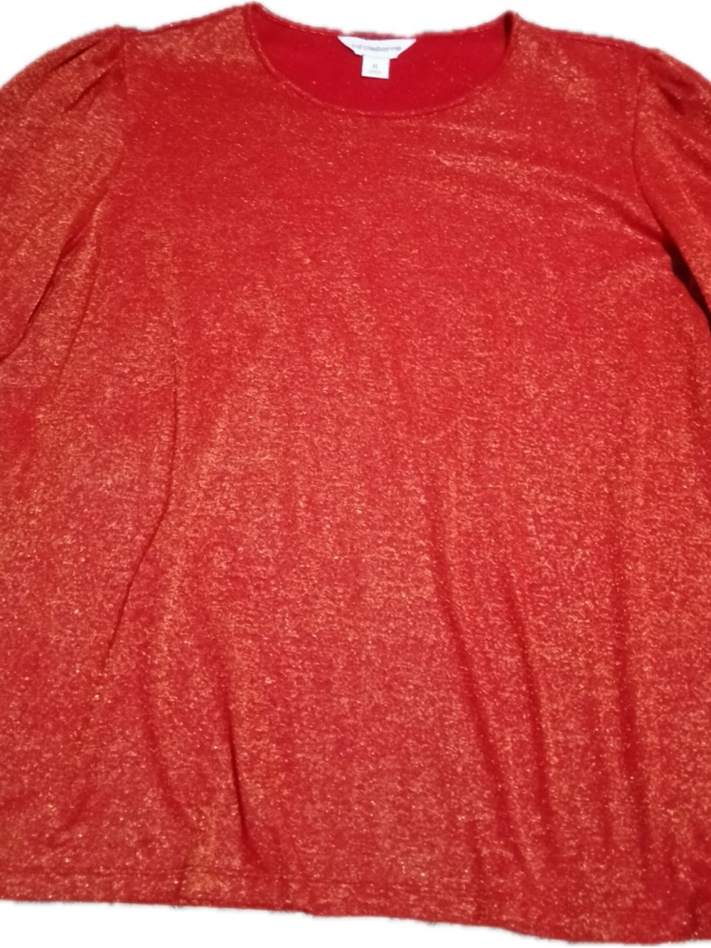 Liz Claiborne Shimmery Red Long Sleeve Crewneck Top